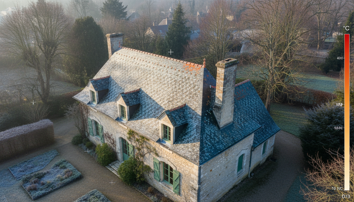 Thermogramme aérien : Toiture ardoise, quartier Notre-Dame